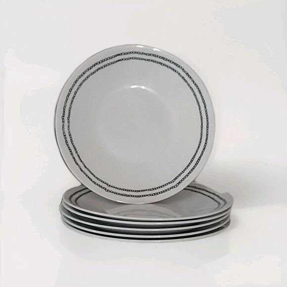 Crate & Barrel Leif by Julia Rothman Black White 8" Salad Plates - Set Of 6 - Picture 1 of 3